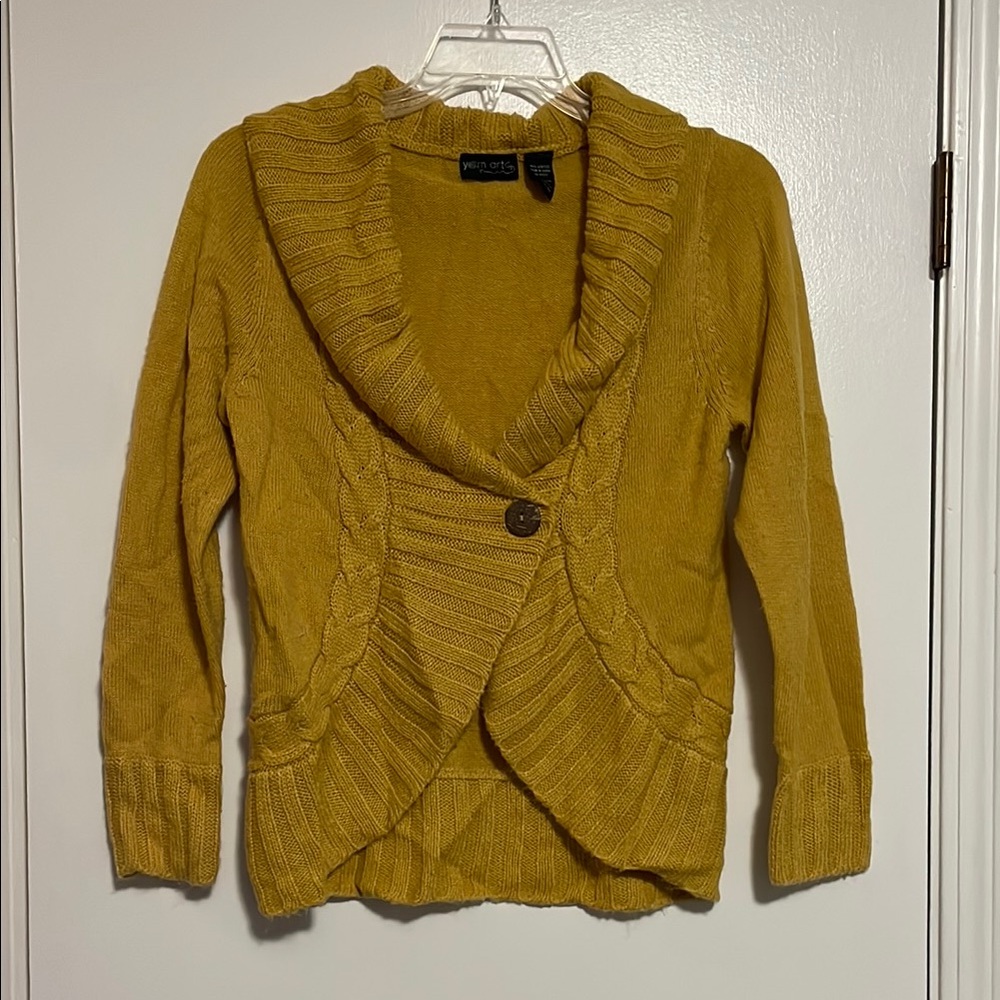 Gold Cardigan Sweater Relaxed Fit Medium-Weight